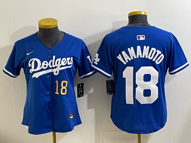 Women 2025 Los Angeles Dodgers #18 Yamamoto Blue Game Nike MLB Jersey style 0016